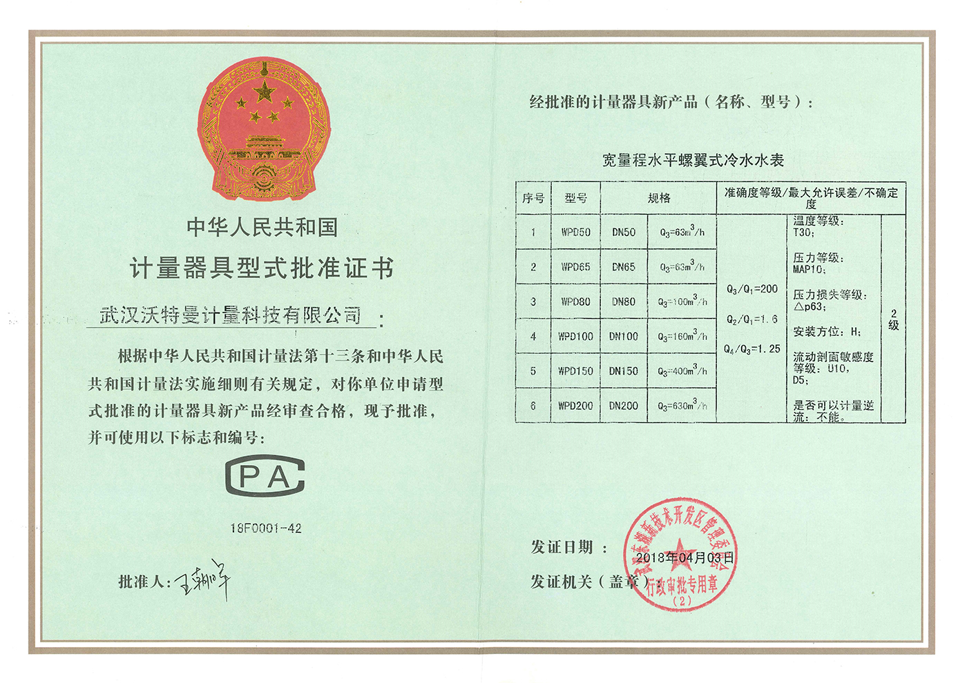 宽量程螺翼式冷水表DN50-200