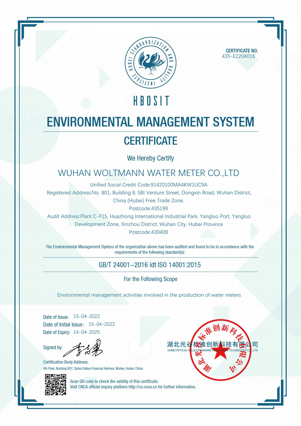 ISO14001 Environmental Management System Certification